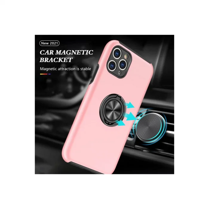 BUĞZ İphone 11 Pro Max Kılıf Elit Yüzüklü Kapak - Pembe