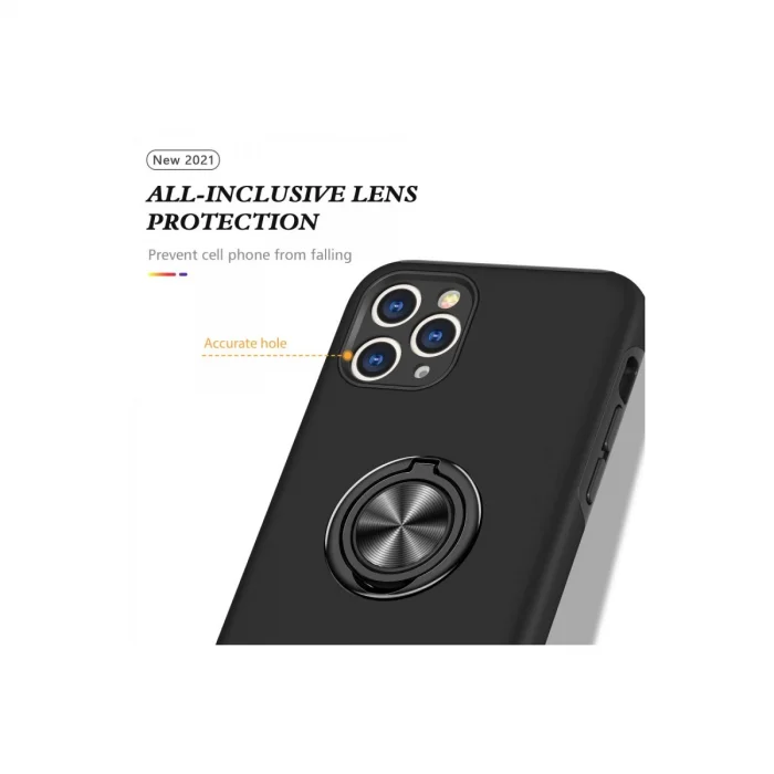 BUĞZ İphone 11 Pro Max Kılıf Elit Yüzüklü Kapak - Siyah