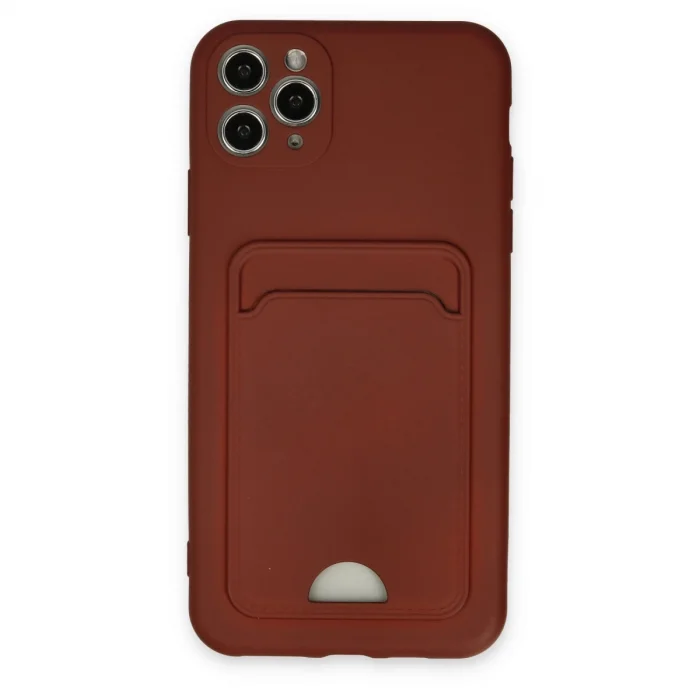BUĞZ İphone 11 Pro Max Kılıf Kelvin Kartvizitli Silikon - Bordo
