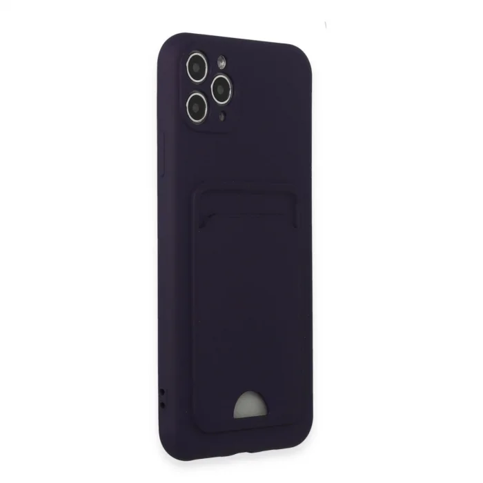 BUĞZ İphone 11 Pro Max Kılıf Kelvin Kartvizitli Silikon - Derin Mor