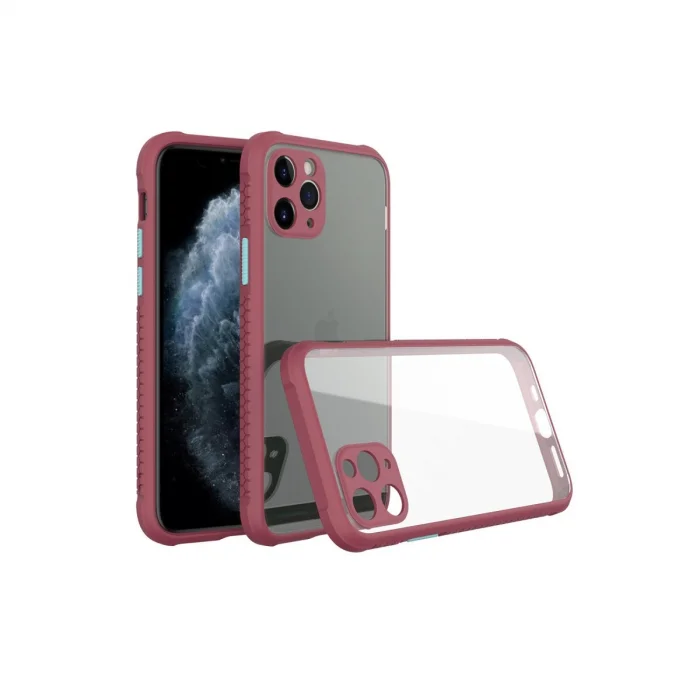 BUĞZ İphone 11 Pro Max Kılıf Miami Şeffaf Silikon - Fuşya