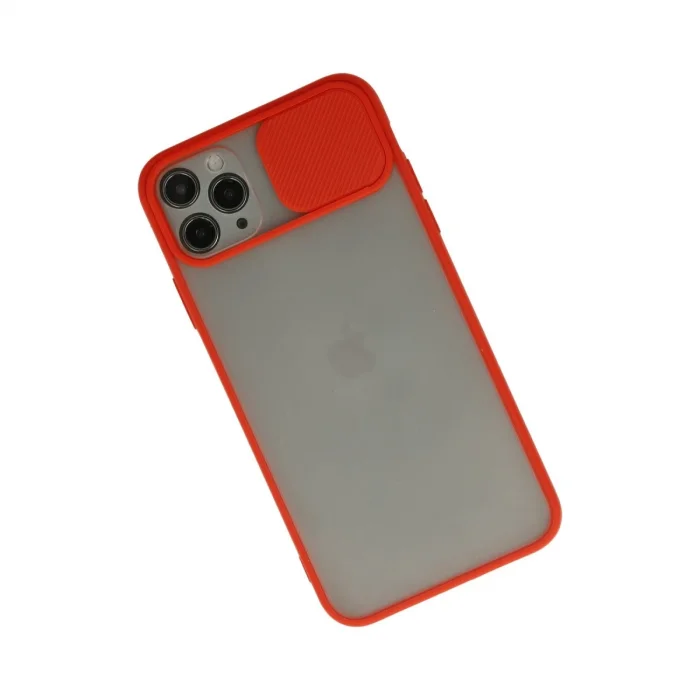 BUĞZ İphone 11 Pro Max Kılıf Palm Buzlu Kamera Sürgülü Silikon - Kırmızı