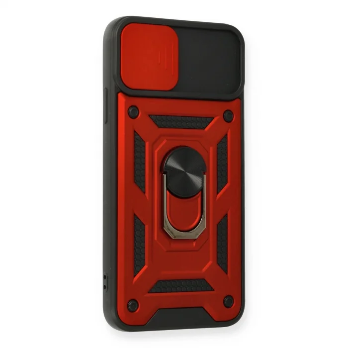 BUĞZ İphone 11 Pro Max Kılıf Pars Lens Yüzüklü Silikon - Kırmızı