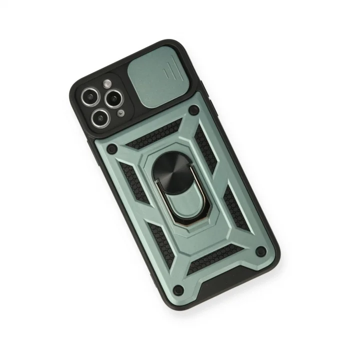 BUĞZ İphone 11 Pro Max Kılıf Pars Lens Yüzüklü Silikon - Yeşil