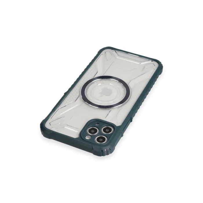 BUĞZ İphone 11 Pro Max Kılıf Prag Magneticsafe Kapak - Koyu Yeşil