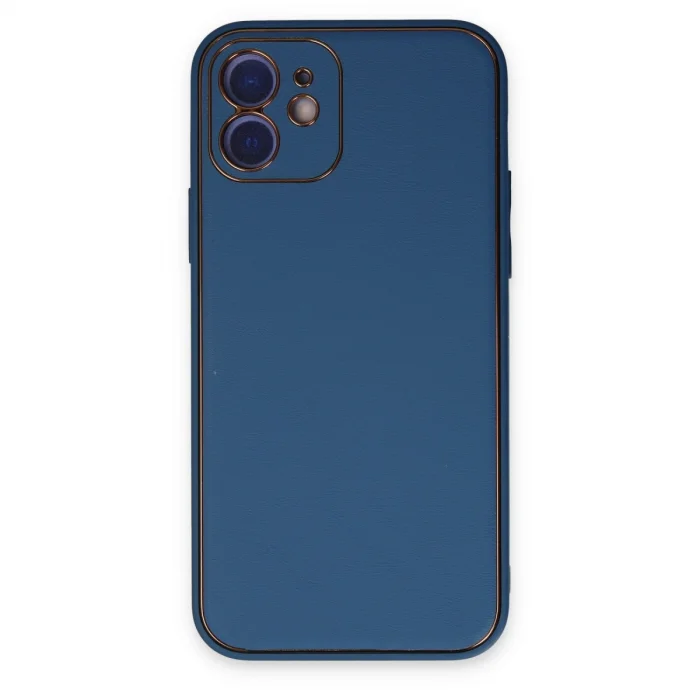 BUĞZ İphone 12 Kılıf Coco Deri Silikon Kapak - Açık Mavi