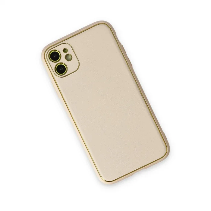 BUĞZ İphone 12 Kılıf Coco Deri Silikon Kapak - Gold
