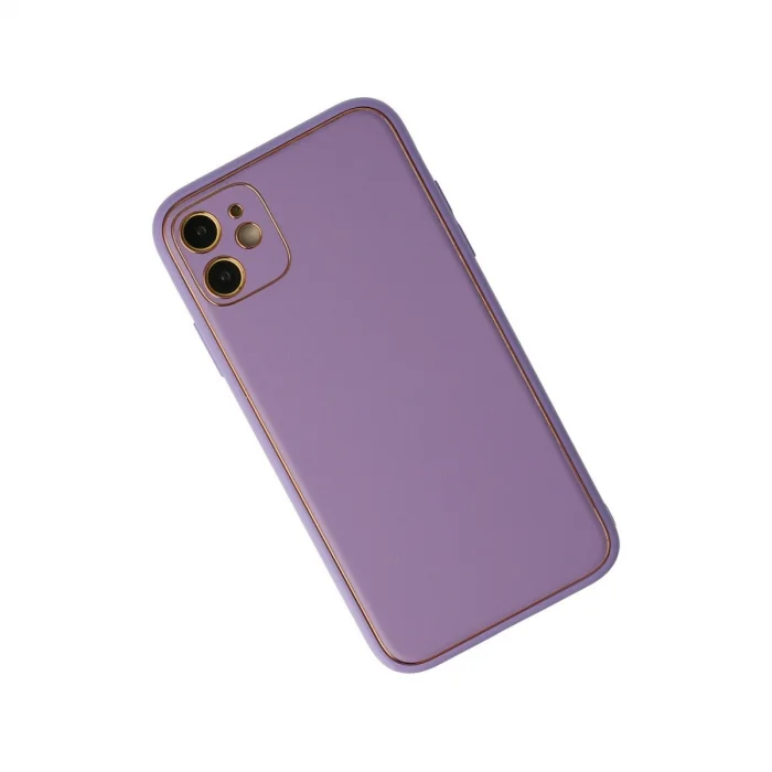 BUĞZ İphone 12 Kılıf Coco Deri Silikon Kapak - Lila