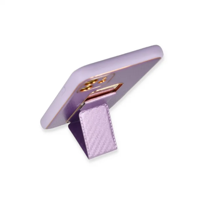 BUĞZ İphone 12 Kılıf Coco Karbon Standlı Kapak - Mor