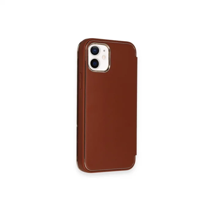 BUĞZ İphone 12 Kılıf Dolpin Kapaklı - Kahverengi