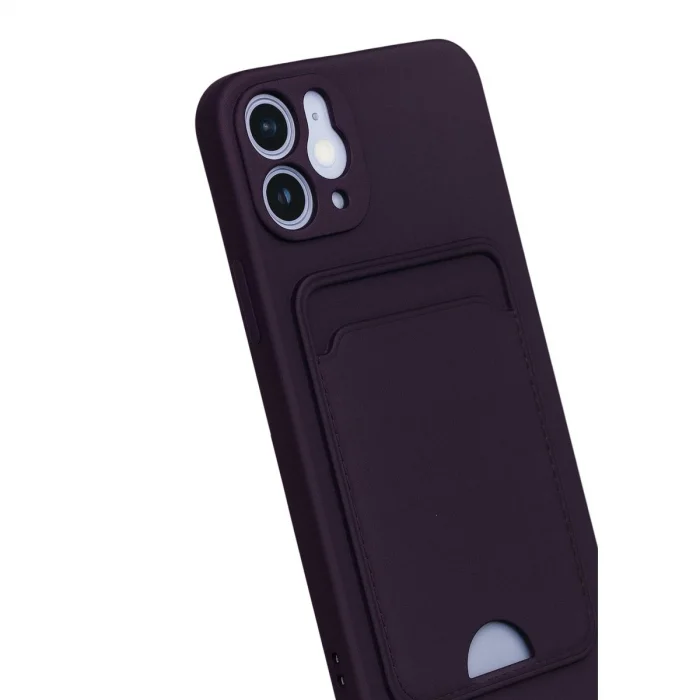 BUĞZ İphone 12 Kılıf Kelvin Kartvizitli Silikon - Derin Mor