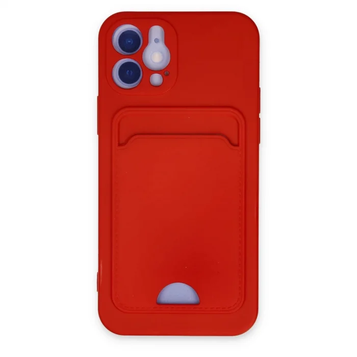 BUĞZ İphone 12 Kılıf Kelvin Kartvizitli Silikon - Kırmızı