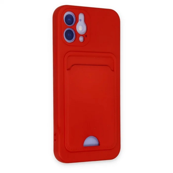 BUĞZ İphone 12 Kılıf Kelvin Kartvizitli Silikon - Kırmızı