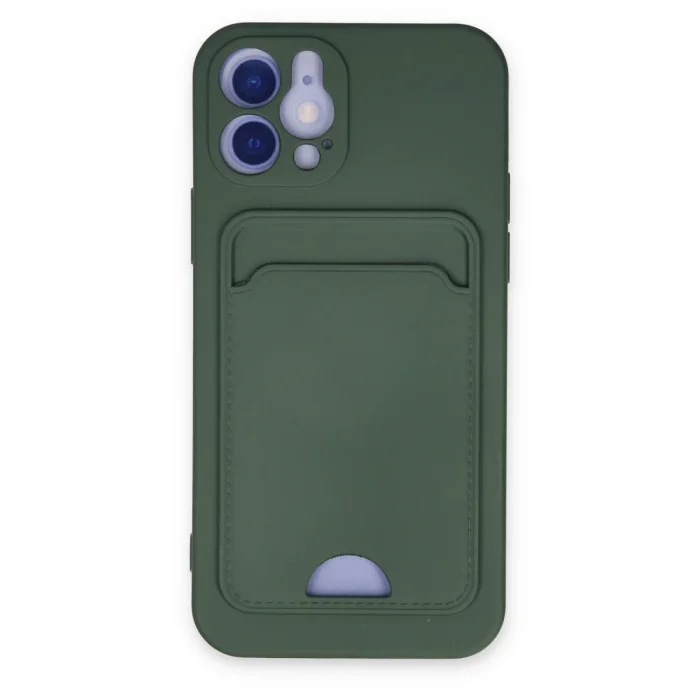 BUĞZ İphone 12 Kılıf Kelvin Kartvizitli Silikon - Koyu Yeşil
