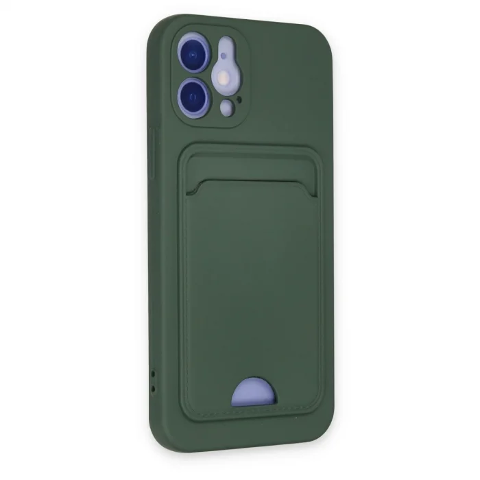 BUĞZ İphone 12 Kılıf Kelvin Kartvizitli Silikon - Koyu Yeşil