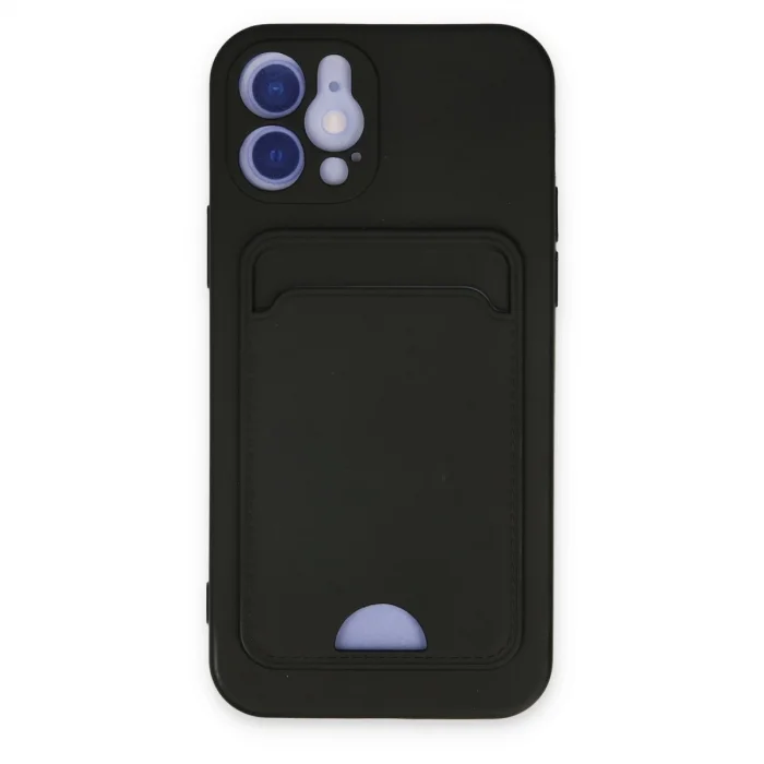 BUĞZ İphone 12 Kılıf Kelvin Kartvizitli Silikon - Siyah