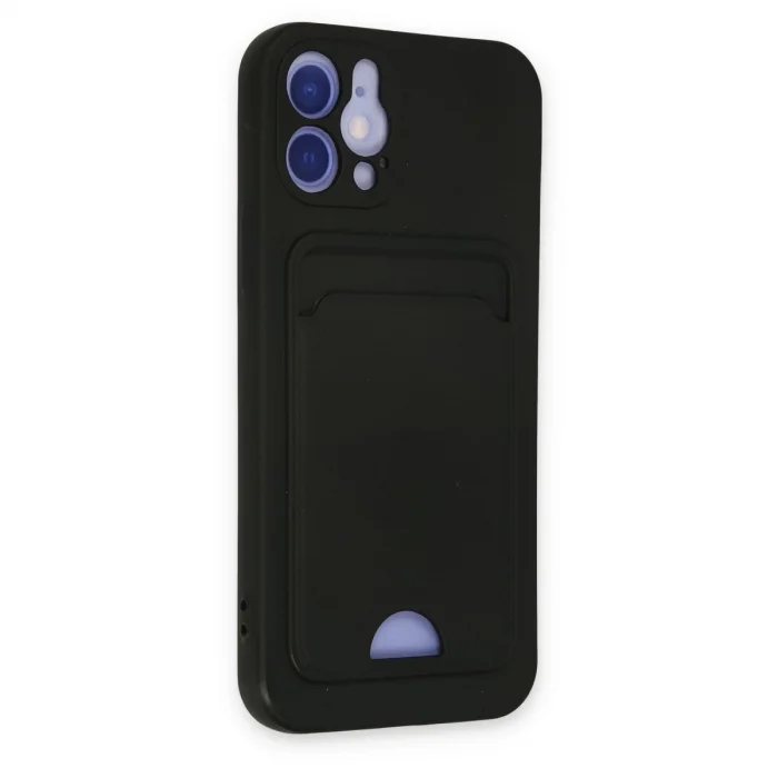 BUĞZ İphone 12 Kılıf Kelvin Kartvizitli Silikon - Siyah