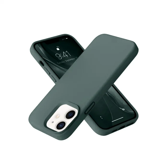 BUĞZ İphone 12 Kılıf Nano İçi Kadife Silikon - Koyu Yeşil