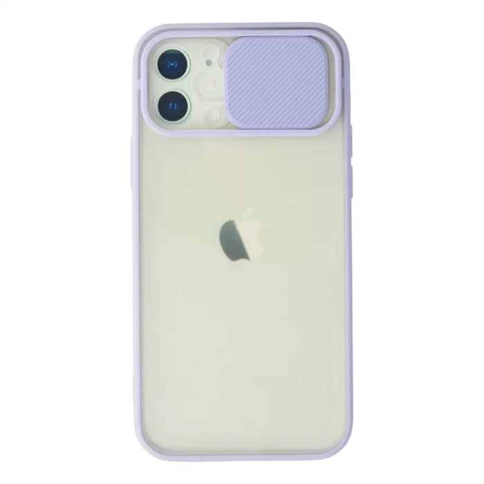 BUĞZ İphone 12 Kılıf Palm Buzlu Kamera Sürgülü Silikon - Lila