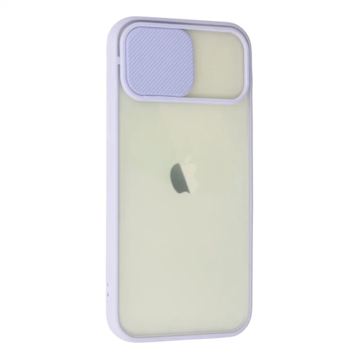 BUĞZ İphone 12 Kılıf Palm Buzlu Kamera Sürgülü Silikon - Lila