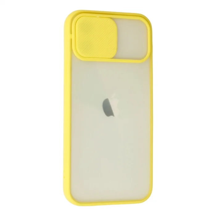 BUĞZ İphone 12 Kılıf Palm Buzlu Kamera Sürgülü Silikon - Sarı