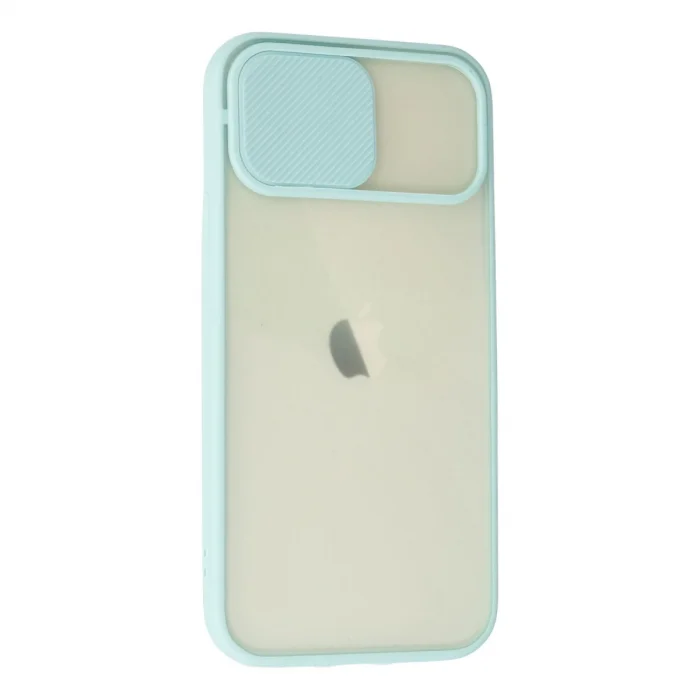 BUĞZ İphone 12 Kılıf Palm Buzlu Kamera Sürgülü Silikon - Turkuaz