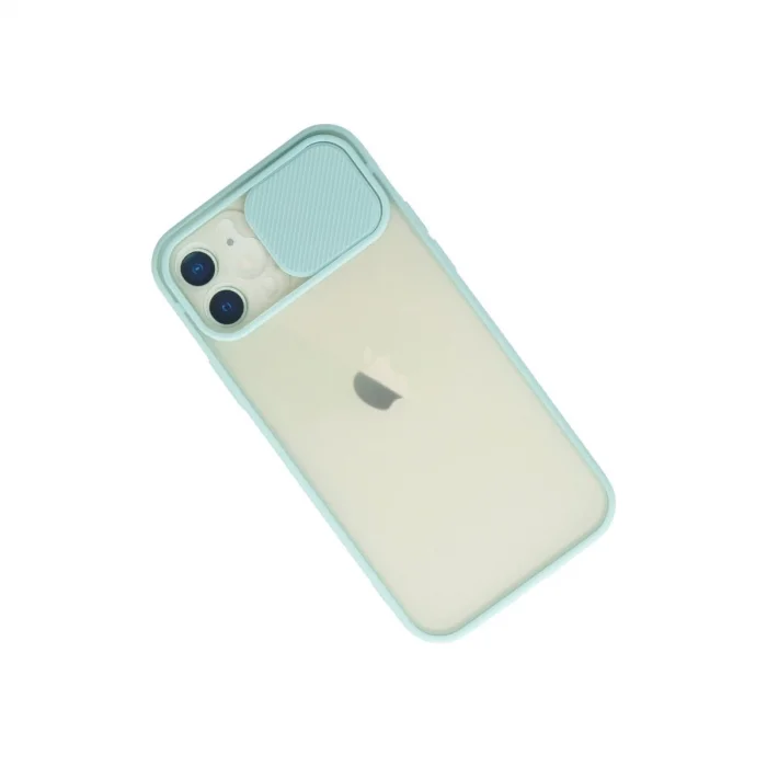 BUĞZ İphone 12 Kılıf Palm Buzlu Kamera Sürgülü Silikon - Turkuaz