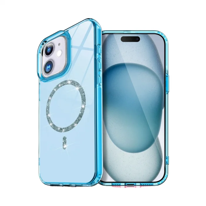 BUĞZ İphone 12 Live Diamond Magsafe Kapak - Mavi