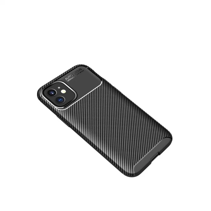 BUĞZ İphone 12 Mini Kılıf Auto Focus Karbon Kapak - Siyah