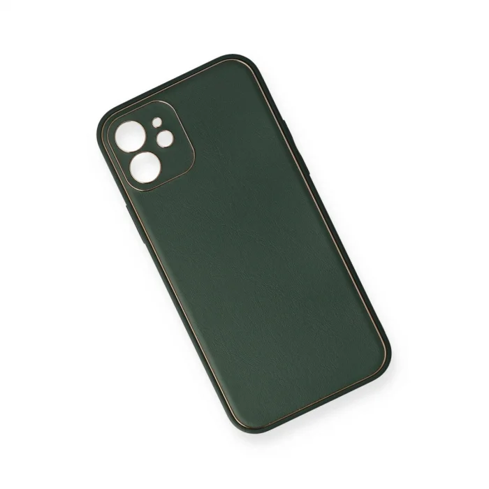 BUĞZ İphone 12 Mini Kılıf Coco Deri Silikon Kapak - Yeşil