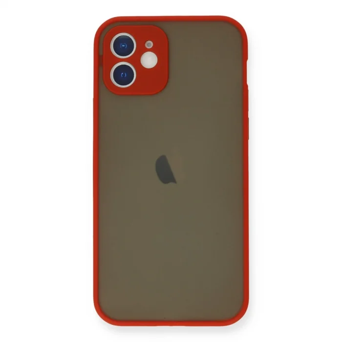 BUĞZ İphone 12 Mini Kılıf Montreal Silikon Kapak - Kırmızı