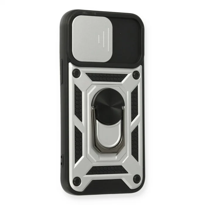 BUĞZ İphone 12 Mini Kılıf Pars Lens Yüzüklü Silikon - Gümüş