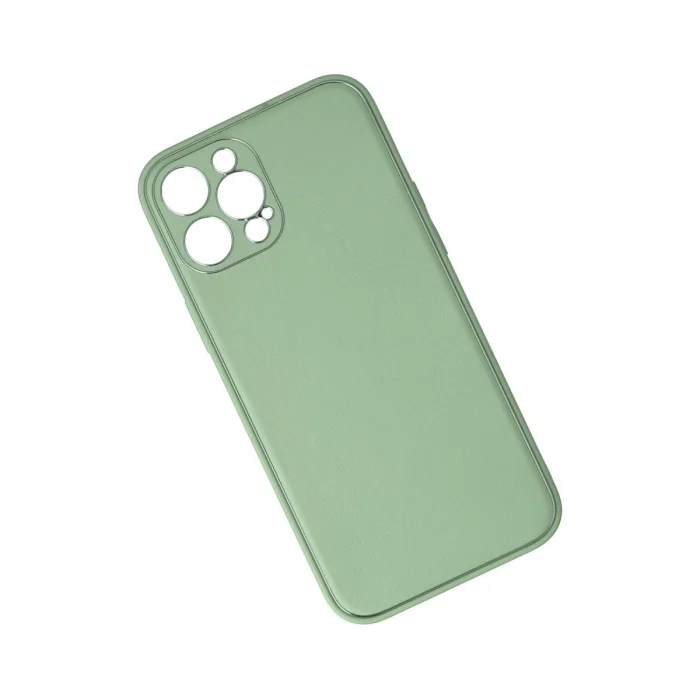 BUĞZ İphone 12 Pro Kılıf Coco Deri Silikon Kapak - Açık Yeşil