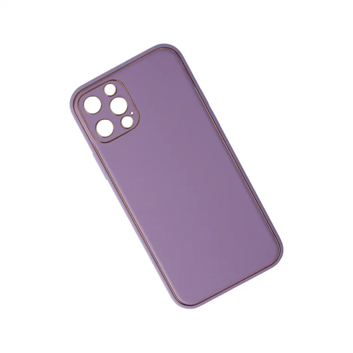 BUĞZ İphone 12 Pro Kılıf Coco Deri Silikon Kapak - Lila