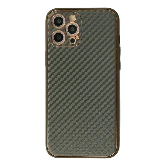 BUĞZ İphone 12 Pro Kılıf Coco Karbon Silikon - Füme