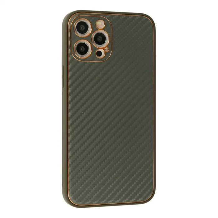 BUĞZ İphone 12 Pro Kılıf Coco Karbon Silikon - Füme