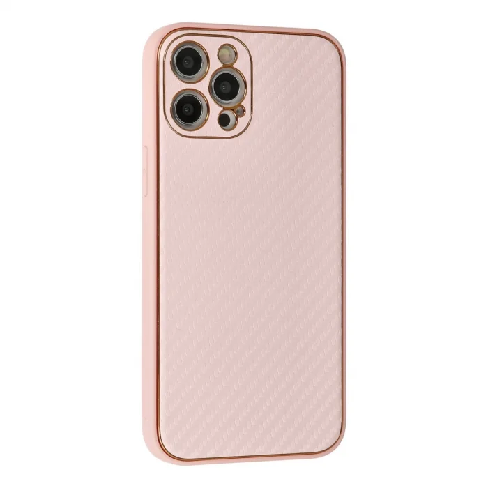 BUĞZ İphone 12 Pro Kılıf Coco Karbon Silikon - Pembe