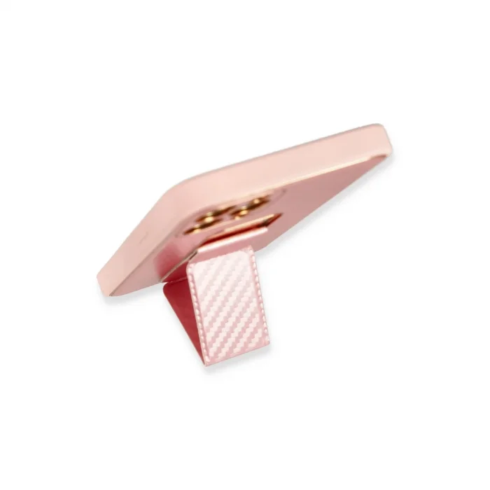 BUĞZ İphone 12 Pro Kılıf Coco Karbon Standlı Kapak - Pembe