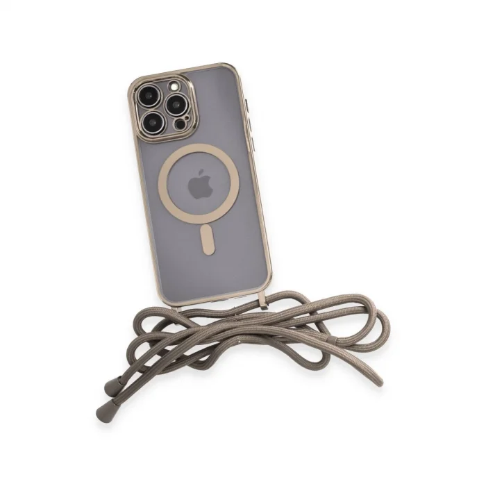 BUĞZ İphone 12 Pro Kılıf Divo Lazer Askılı Magsafe Kapak - Gold