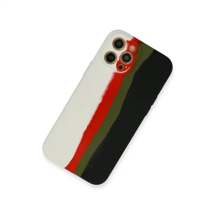 BUĞZ İphone 12 Pro Kılıf Ebruli Lansman Silikon - Beyaz-siyah