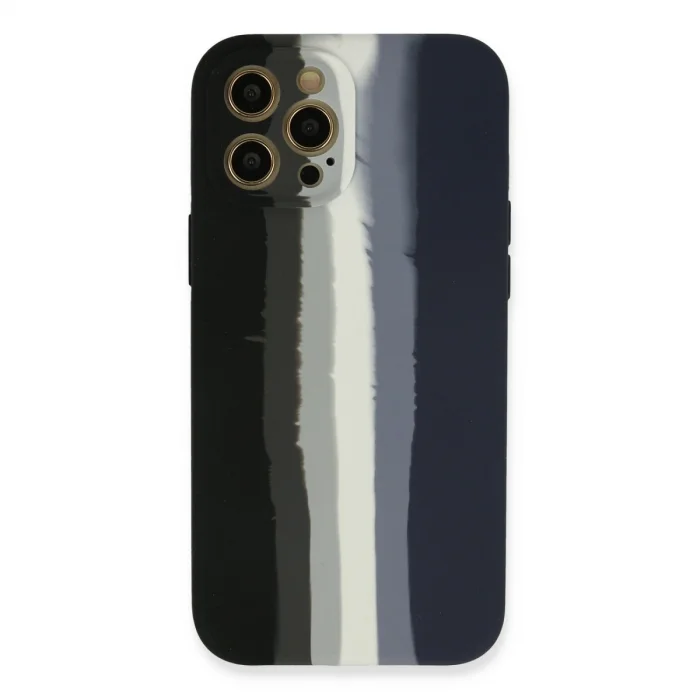 BUĞZ İphone 12 Pro Kılıf Ebruli Lansman Silikon - Siyah-lacivert