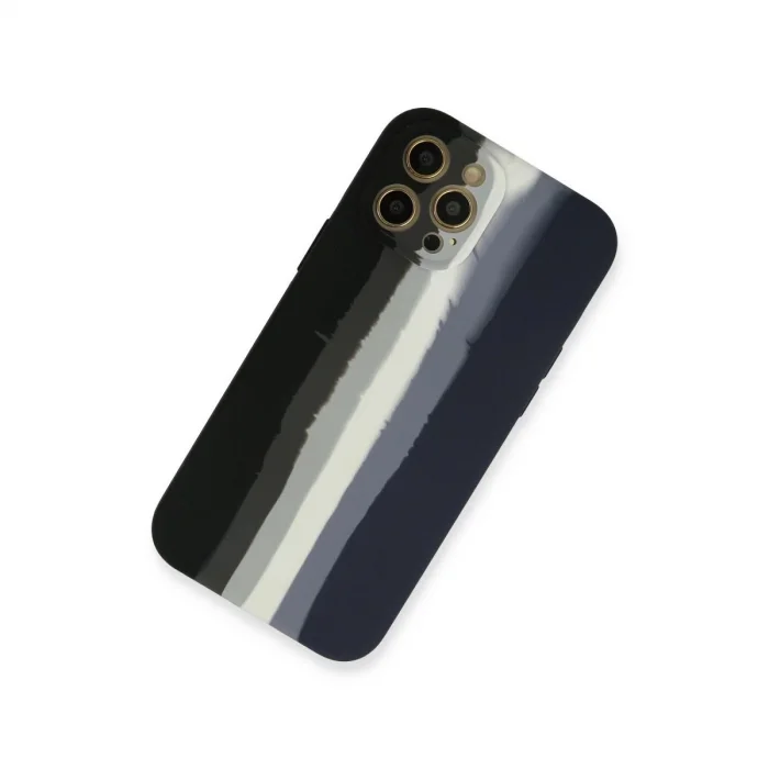 BUĞZ İphone 12 Pro Kılıf Ebruli Lansman Silikon - Siyah-lacivert