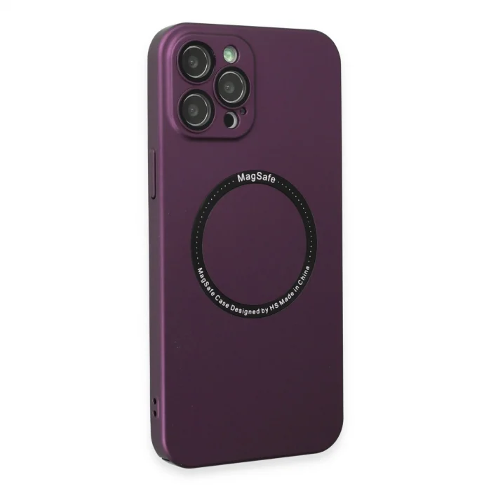 BUĞZ İphone 12 Pro Kılıf Jack Magneticsafe Lens Silikon - Mürdüm