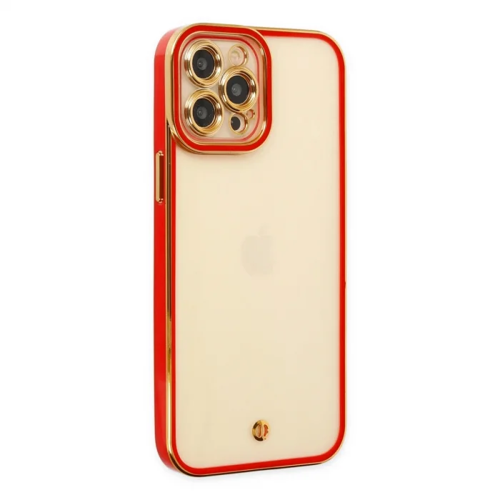 BUĞZ İphone 12 Pro Kılıf Liva Lens Silikon - Kırmızı