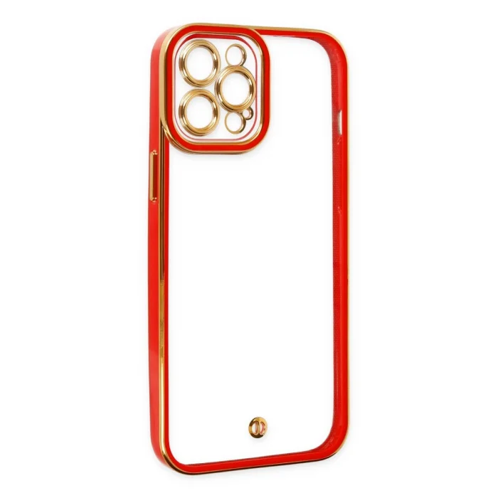 BUĞZ İphone 12 Pro Kılıf Liva Lens Silikon - Kırmızı