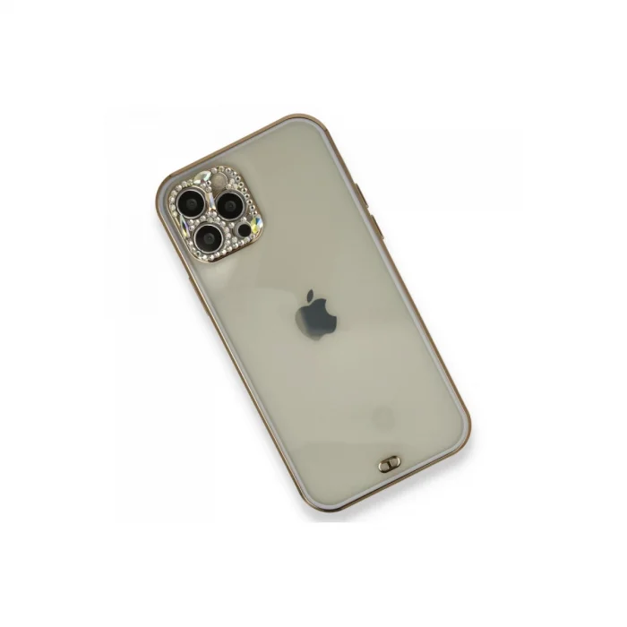 BUĞZ İphone 12 Pro Kılıf Liva Taşlı Silikon - Mor