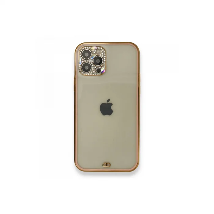 BUĞZ İphone 12 Pro Kılıf Liva Taşlı Silikon - Pembe