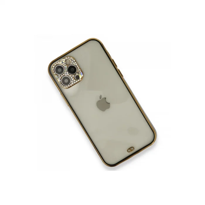 BUĞZ İphone 12 Pro Kılıf Liva Taşlı Silikon - Siyah