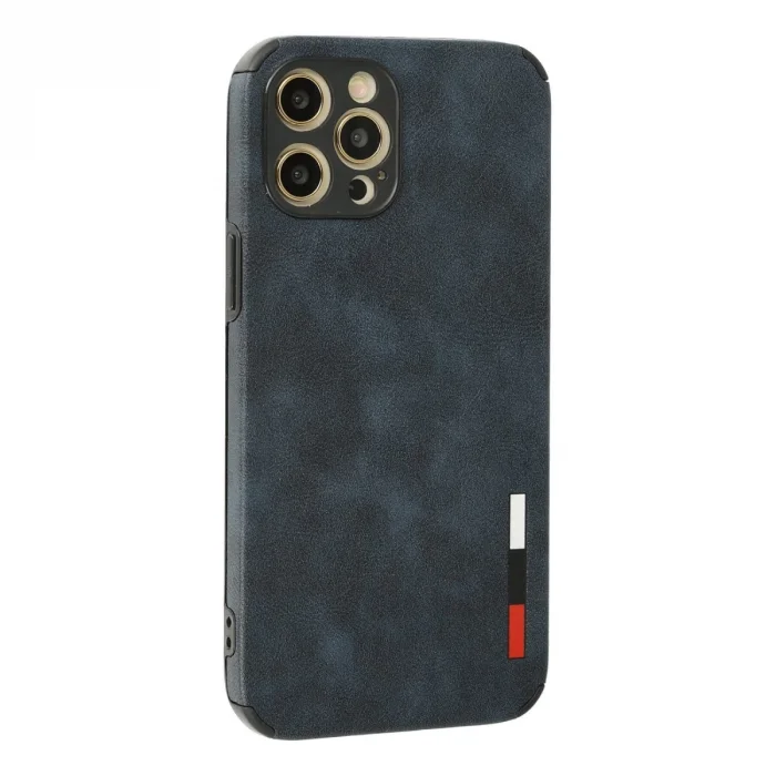 BUĞZ İphone 12 Pro Kılıf Loop Deri Silikon - Lacivert