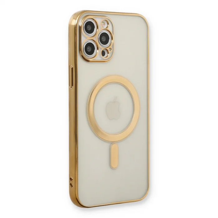 BUĞZ İphone 12 Pro Kılıf Magneticsafe Lazer Silikon - Gold